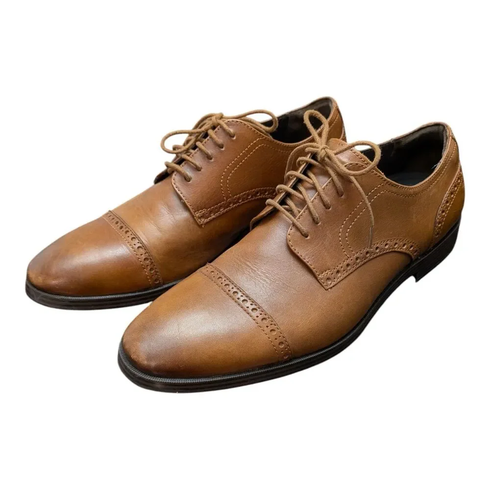 Cole Haan Men's Jefferson Grand Cap Toe Oxford Shoes Brown Leather Size 11 C2379